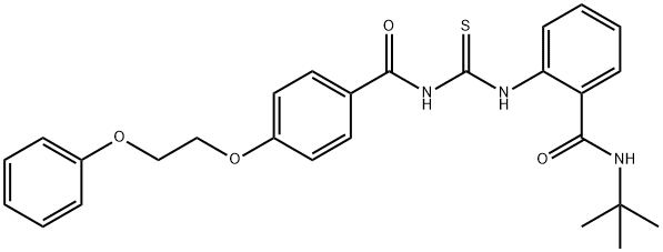 N-(tert-butyl)-2-[({[4-(2-phenoxyethoxy)benzoyl]amino}carbonothioyl)amino]benzamide Struktur