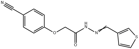 (4-Cyano-phenoxy)-acetic acid thiophen-3-ylmethylene-hydrazide Struktur