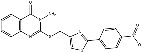 3-amino-2-({[2-(4-nitrophenyl)-1,3-thiazol-4-yl]methyl}sulfanyl)quinazolin-4(3H)-one Struktur