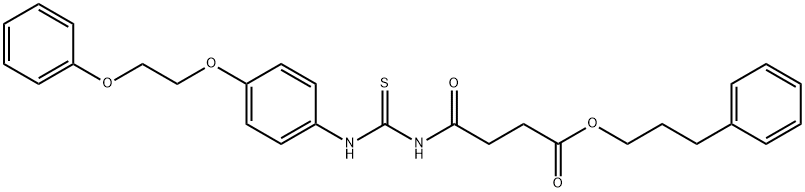 3-phenylpropyl 4-oxo-4-[({[4-(2-phenoxyethoxy)phenyl]amino}carbonothioyl)amino]butanoate Struktur