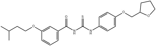 3-(3-methylbutoxy)-N-({[4-(tetrahydro-2-furanylmethoxy)phenyl]amino}carbonothioyl)benzamide Struktur