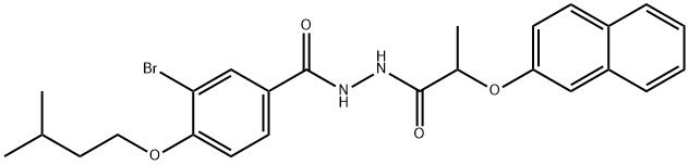 3-bromo-4-(3-methylbutoxy)-N'-[2-(2-naphthyloxy)propanoyl]benzohydrazide Struktur