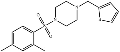 1-(2,4-dimethylphenyl)sulfonyl-4-(thiophen-2-ylmethyl)piperazine Struktur