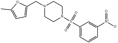 1-[(5-methylfuran-2-yl)methyl]-4-(3-nitrophenyl)sulfonylpiperazine Struktur