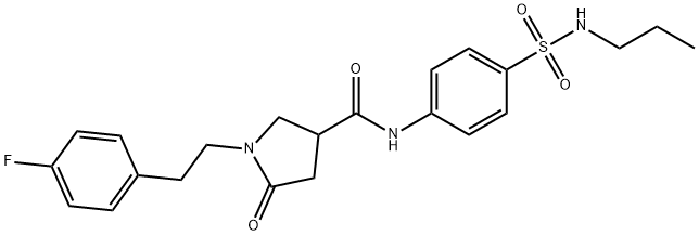 1-[2-(4-fluorophenyl)ethyl]-5-oxo-N-[4-(propylsulfamoyl)phenyl]pyrrolidine-3-carboxamide Struktur