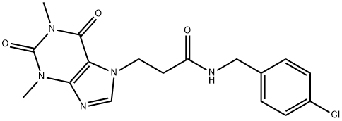 N-[(4-chlorophenyl)methyl]-3-(1,3-dimethyl-2,6-dioxopurin-7-yl)propanamide Struktur