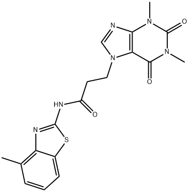 3-(1,3-dimethyl-2,6-dioxopurin-7-yl)-N-(4-methyl-1,3-benzothiazol-2-yl)propanamide Structure