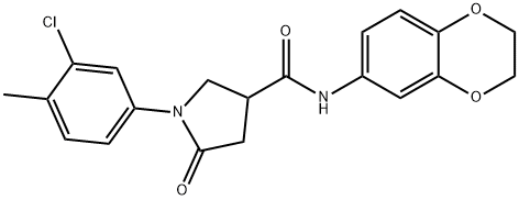 1-(3-chloro-4-methylphenyl)-N-(2,3-dihydro-1,4-benzodioxin-6-yl)-5-oxopyrrolidine-3-carboxamide Struktur