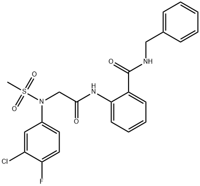 N-benzyl-2-{[N-(3-chloro-4-fluorophenyl)-N-(methylsulfonyl)glycyl]amino}benzamide Struktur