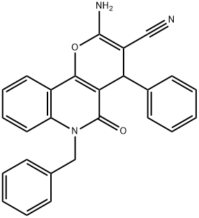 2-Amino-6-benzyl-5-oxo-4-phenyl-5,6-dihydro-4H-pyrano[3,2-c]quinoline-3-carbonitrile Struktur