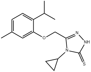 4-Cyclopropyl-5-(2-isopropyl-5-methyl-phenoxymethyl)-4H-[1,2,4]triazole-3-thiol Struktur