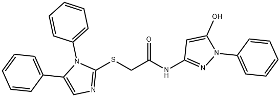 2-[(1,5-diphenyl-1H-imidazol-2-yl)sulfanyl]-N-(5-hydroxy-1-phenyl-1H-pyrazol-3-yl)acetamide Struktur