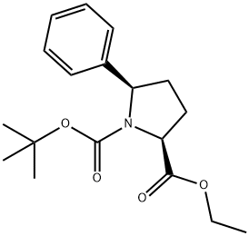 1-(tert-butyl) 2-ethyl (2S,5R)-5-phenylpyrrolidine-1,2-dicarboxylate Struktur