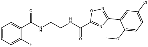 3-(5-chloro-2-methoxyphenyl)-N-[2-[(2-fluorobenzoyl)amino]ethyl]-1,2,4-oxadiazole-5-carboxamide Struktur