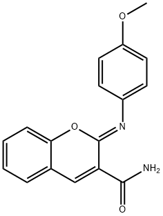 (Z)-2-((4-methoxyphenyl)imino)-2H-chromene-3-carboxamide Struktur