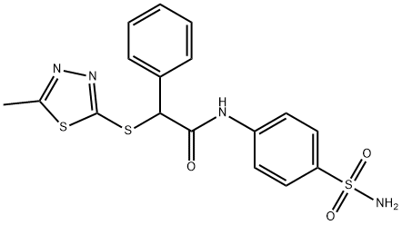 2-[(5-methyl-1,3,4-thiadiazol-2-yl)sulfanyl]-2-phenyl-N-(4-sulfamoylphenyl)acetamide Struktur