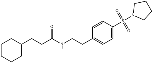 3-cyclohexyl-N-[2-(4-pyrrolidin-1-ylsulfonylphenyl)ethyl]propanamide Struktur