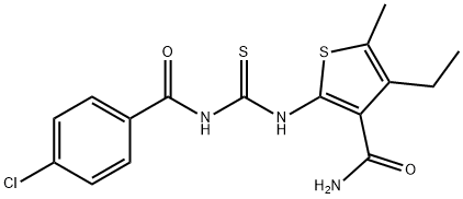 2-[(4-chlorobenzoyl)carbamothioylamino]-4-ethyl-5-methylthiophene-3-carboxamide Struktur