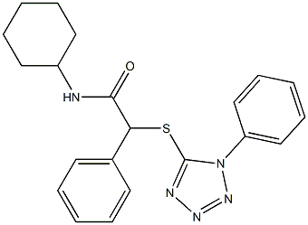 N-cyclohexyl-2-phenyl-2-[(1-phenyl-1H-tetrazol-5-yl)sulfanyl]acetamide Struktur