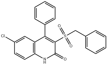 3-benzylsulfonyl-6-chloro-4-phenyl-1H-quinolin-2-one Struktur