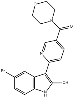 (6-(5-bromo-2-hydroxy-1H-indol-3-yl)pyridin-3-yl)(morpholino)methanone Struktur