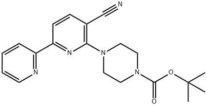 tert-butyl 4-{5-cyano-[2,2-bipyridine]-6-yl}piperazine-1-carboxylate Struktur