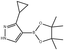 3-Cyclopropyl-4-(tetramethyl-1,3,2-dioxaborolan-2-yl)-2H-pyrazole Struktur