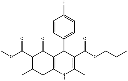 6-methyl 3-propyl 4-(4-fluorophenyl)-2,7-dimethyl-5-oxo-1,4,5,6,7,8-hexahydroquinoline-3,6-dicarboxylate Struktur