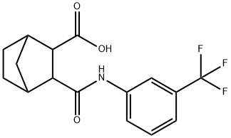 3-((3-(trifluoromethyl)phenyl)carbamoyl)bicyclo[2.2.1]heptane-2-carboxylic acid Struktur