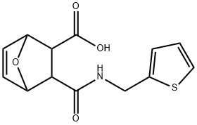 3-((thiophen-2-ylmethyl)carbamoyl)-7-oxabicyclo[2.2.1]hept-5-ene-2-carboxylic acid Struktur