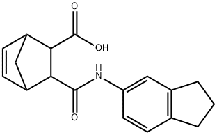 3-((2,3-dihydro-1H-inden-5-yl)carbamoyl)bicyclo[2.2.1]hept-5-ene-2-carboxylic acid Struktur