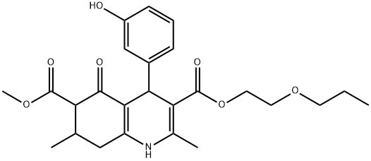 6-methyl 3-(2-propoxyethyl) 4-(3-hydroxyphenyl)-2,7-dimethyl-5-oxo-1,4,5,6,7,8-hexahydroquinoline-3,6-dicarboxylate Struktur