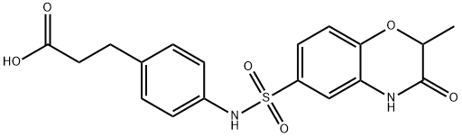 3-(4-{[(2-methyl-3-oxo-3,4-dihydro-2H-1,4-benzoxazin-6-yl)sulfonyl]amino}phenyl)propanoic acid Struktur