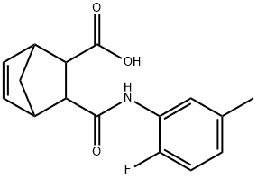 3-((2-fluoro-5-methylphenyl)carbamoyl)bicyclo[2.2.1]hept-5-ene-2-carboxylic acid Struktur