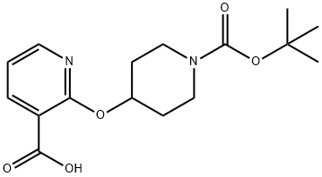 2-((1-(tert-Butoxycarbonyl)piperidin-4-yl)oxy)nicotinic acid Struktur