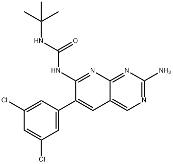 1-(2-Amino-6-(3,5-dichlorophenyl)pyrido[2,3-d]pyrimidin-7-yl)-3-(tert-butyl)urea Struktur