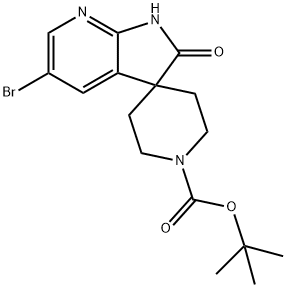 tert-butyl 5'-bromo-2'-oxo-1',2'-dihydrospiro[piperidine-4,3'-pyrrolo[2,3-b]pyridine]-1-carboxylate Struktur