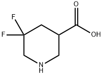 5,5-Difluoropiperidine-3-carboxylic acid HCl 95+% Struktur