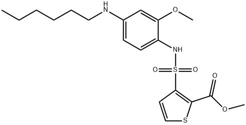 3-[[[4-(Hexylamino)-2-methoxyphenyl]amino]sulfonyl]-2-thiophenecarboxylic acid methyl ester Struktur