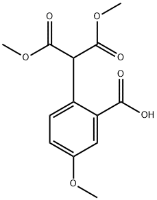 2-(di(methoxycarbonyl)methyl)-5-methoxybenzoic acid Struktur