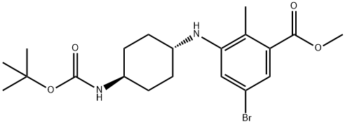 methyl5-bromo-3-(((1r,4r)-4-((tert-butoxycarbonyl)amino)cyclohexyl)amino)-2-methylbenzoate Struktur