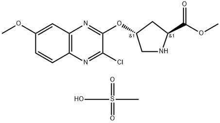 methyl (2S,4R)-4-((3-chloro-7-methoxyquinoxalin-2-yl)oxy)-2-(methoxycarbonyl)pyrrolidinium methanesulfonate Struktur