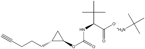 (S)-3,3-Dimethyl-2-((1R,2R)-2-pent-4-ynyl-cyclopropoxycarbonylamino)-butyric acid, tert-butylamine salt Struktur