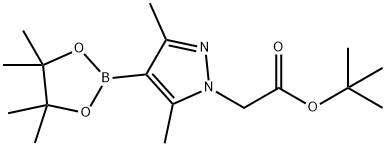 [3,5-Dimethyl-4-(4,4,5,5-tetramethyl-[1,3,2]dioxaborolan-2-yl)-pyrazol-1-yl]-acetic acid tert-butyl ester Struktur