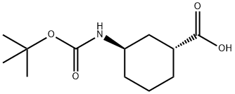 (1R,3R)-3-{[(tert-butoxy)carbonyl]amino}cyclohexane-1-carboxylic acid Struktur