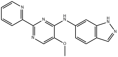 N-(5-Methoxy-2-(pyridin-2-yl)pyrimidin-4-yl)-1H-indazol-6-amine Struktur