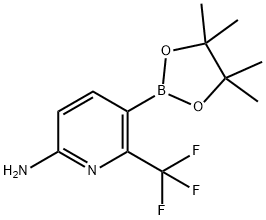 5-(4,4,5,5-Tetramethyl-[1,3,2]dioxaborolan-2-yl)-6-trifluoromethyl-pyridin-2-ylamine Struktur