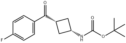 cis-tert-butyl 3-(4-fluorobenzoyl)cyclobytylcarbamate Struktur