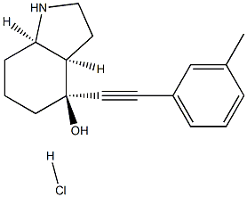 1H-Indol-4-ol, octahydro-4-[2-(3-methylphenyl)ethynyl]-, (3aR,4S,7aR)- hydrochloride Struktur