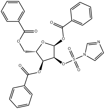 alpha-L-Ribofuranose 1,3,5-tribenzoate 2-(1H-imidazole-1-sulfonate) Struktur